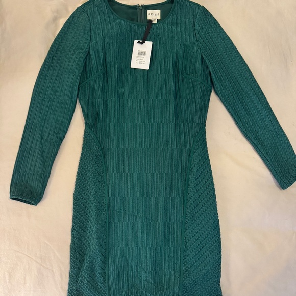 NWT Reiss Chloey Forest Green Body-Con Dress – Textured Knit, Long Sleeve – US 8 - Picture 1 of 14